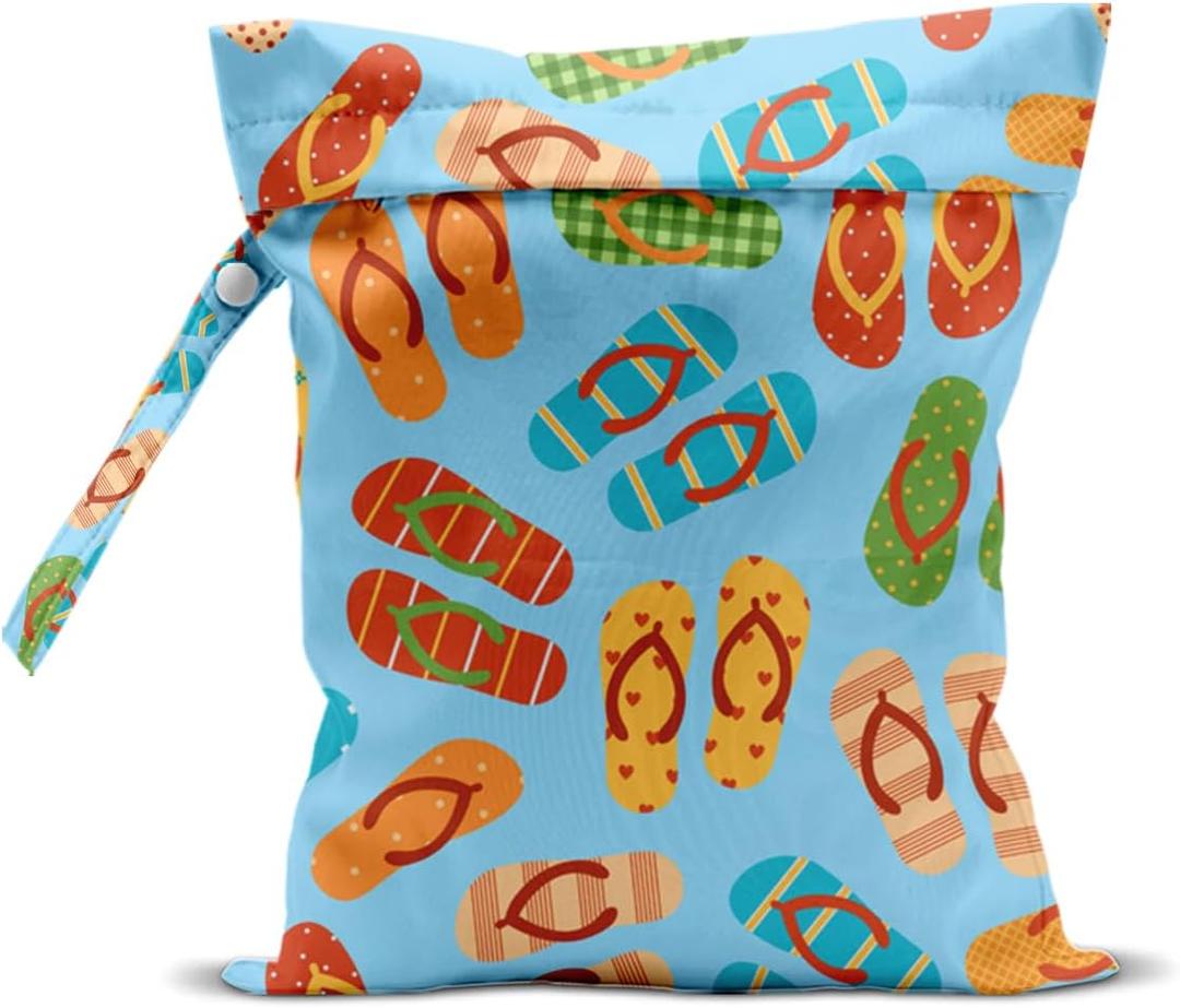 Wet Bag for Swimsuit, Beach Travel Essentials Wet Dry Bag, for Sunscreen Toiletry Dirty Clothes Yoga Gym Diaper, Friends Summer Beach Vacation Gifts. flip flops