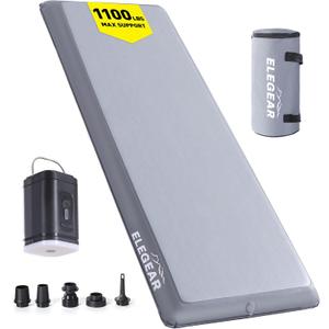 Elegear Camping Sleeping Pad with Multi-Function Electric Pump, 4 Ultra-Thick & 1100lb Ultra-Support Camping Air Mattress, Durable Sleeping Pad for Camping/Hiking/Tent/Home/Car Travel (Light Grey)