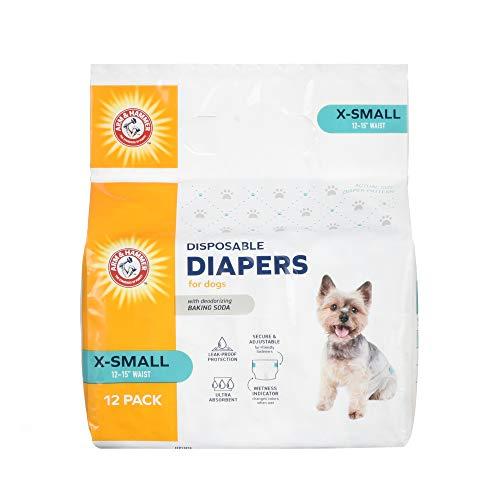 Arm & Hammer For Pets for Pets Female Dog Diapers, Size X-Small | Ultra-Absorbent, Adjustable Girl Dog Diapers with Leak-Proof Protection and Wetness Indicator (Pack of 1,12 Count Total), XS