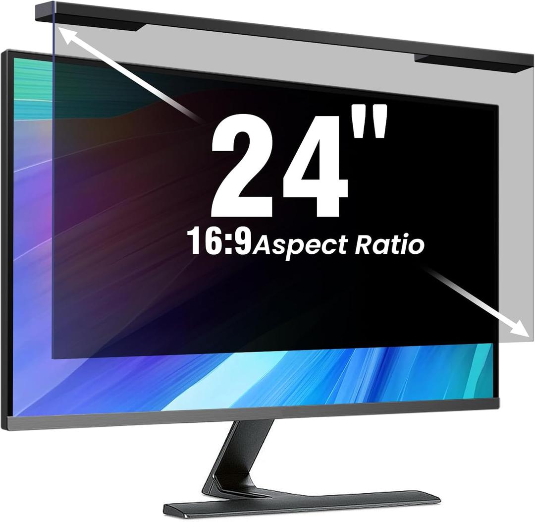 Hanging 24 Inch Computer Privacy Screen Filter, Hanging Computer Screen Privacy Cover, Compatible with, 24 Inch 16:9 Widescreen Monitors, Protect Eyes from Glare and Blue Light