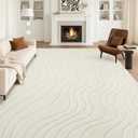 YIHOUSE 8x10 Striped Area Rug, Modern Washable Stain Resistant Rugs Non Slip, Soft Indoor Large Floor Carpet for Living Room, Bedroom,Dining Room, White