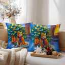 2 x Christmas Throw Pillow Covers 18x18 Inch Set of 2 Soft Winter Cat Decorative Kitten Cushion Covers Holiday Christmas Pillow Cases Rustic Farmhouse Decor for Sofa Couch Bed Living Room