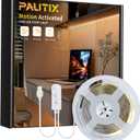 PAUTIX COB LED Strip with Motion Sensor,5V USB LED Tape Light 2700K Warm White,9.84ft Super Bright,Dimmable Motion Activated LED Strip Light for Bedroom,Cabinets,Kitchen,Stair,Closet Lighting Projects