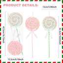 Pastel Christmas Tree Candy Picks 2pcs 16inch Gaint Pink Green Macaron Glitter Candy Lollipop Candyland Christmas Tree Hanging Ornaments for New Year Xmas Indoor Outdoor Party Decorations
