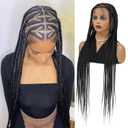 36'' Full Lace Heart Braided Wigs for Black Women Giant Knotless Cornrow Braids Wig with Baby Hair Full Lace Synthetic Heat Resistant Hand Braided Wigs for Women