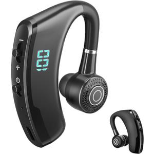 V9 Bluetooth Earpiece, Single Ear Hook Earphone, 14 Hours Talktime, Noise Cancelling Bluetooth Headset for Sports Driving Business