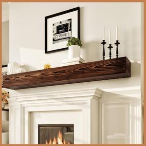 Avana Rustic Fireplace Mantle Shelf 84 Inches for Home Decor/Wall Decor - Handcrafted Wood Shelf for Wall - Decorative Fireplace Mantel Shelf - Farmhouse Mantle Decor 84 X 8 X 5 - Rustic Brown