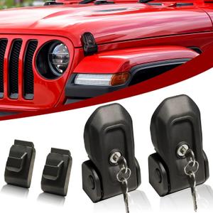 Buling Wrangler Factory Locking Hood Latches with Keys Compatible with Jeep Wrangler JL JLU 2018-2025 & Jeep Gladiator JT 2020-2025 (Matte Black)
