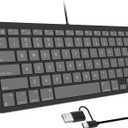 OMOTON Wired Keyboard for Mac Devices ONLY with Dual Interface, Comfortable Typing Angle & Stable Connection, Compatible with MacBook, iMac, Mac mini, PC-Graphite Black & Gray