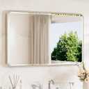 TETOTE Brushed Nickel Vanity Mirror for Bathroom 40 x 24 Beveled Edge Tempered Glass, Rounded Corner Rectangle Wall Mirror for Modern Bathroom, Living Room, Bedroom, Entryway