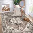 Vintage Area Rug 5x8 Rugs, Machine Washable Vintage Area Rug Non-Slip Low Pile Large Rug for Living Room, Bedroom, Farmhouse, Dining Room, (Blue)