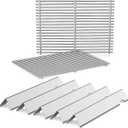 QuliMetal SUS304 18.75" Grill Grates with 66032 Flavorizer Bars for Weber Genesis II 300 /LX 300, GS4 Genesis II E-310 E-315 S-335 Series Grill, 66795 66095 Parts for Weber Genesis II Grill Parts
