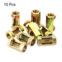 PATIKIL 1/8IP(1/8-27) Hex Coupling Nut, 10 Pack Female Thread Connector 30mm Hexagonal Sleeve Nut Rod Bar Stud Tube Joint Slotted Hardware for Lamp Repair DIY