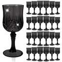 48 Pcs Black Plastic Wine Glasses, Plastic Goblets for Parties, Vintage Wine Glasses Bulk, Reusable Drinking Glass, Drinkware Cups for Wedding Party Reception Event Supplies