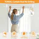 TONIAL Curtain Rods No Drilling for Windows, 32-58 In, White, 2 Pack