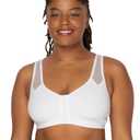 Fruit of the Loom Women's Comfort Front Close Sport Bra with Mesh Straps, White, 36