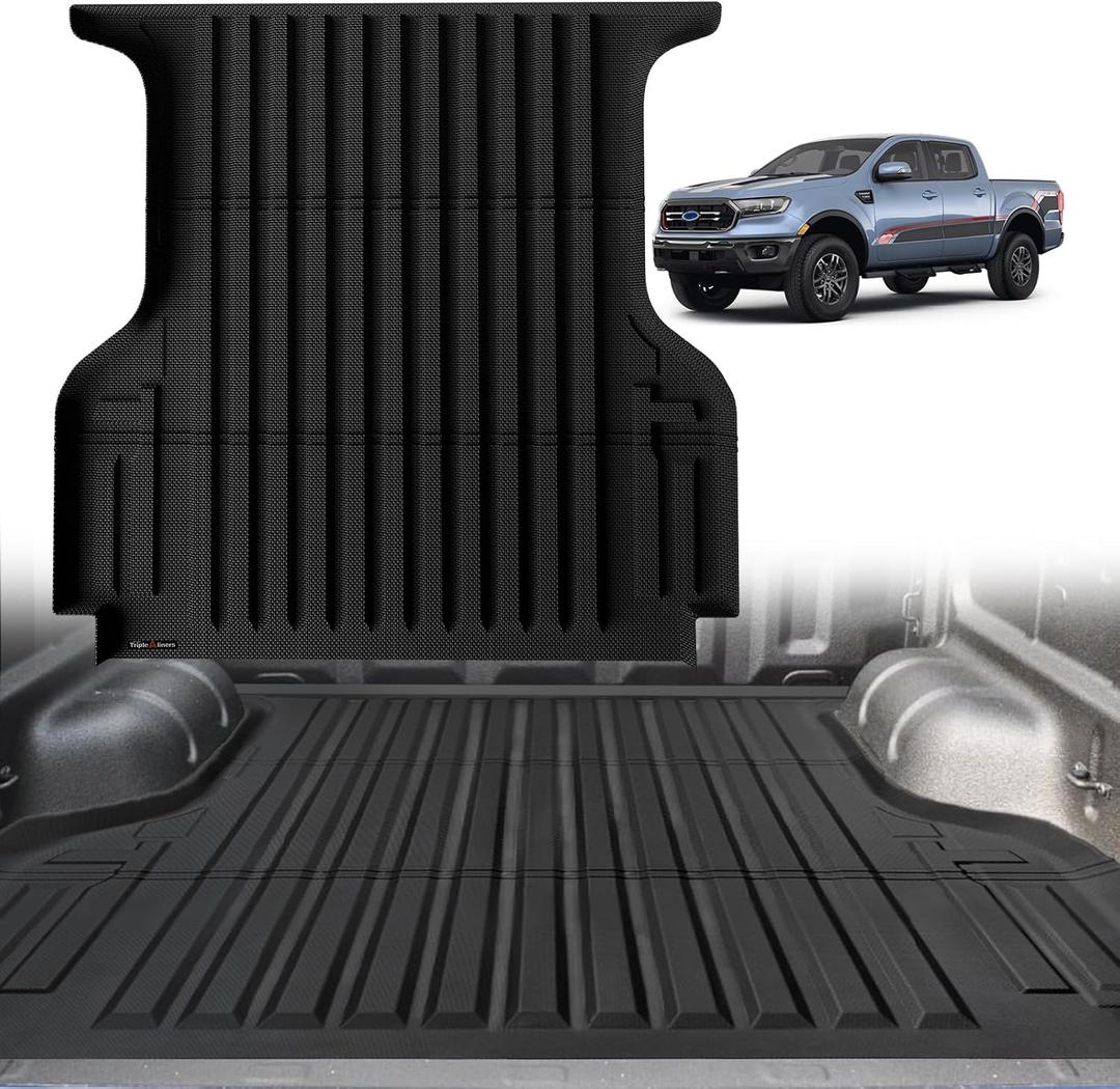 TripleAliners Truck Mat Compatible with 2019-2023 Ford Ranger 5FT Accessories, Truck Bed Mat Heavy Duty Custom Fit All Weather Protection TPE Pickup Liner
