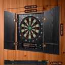 Yirinatek Electronic Dart Board, Decorative Dart Board Cabinet Set for Adults [12*Bronze Soft Tip Darts] [Cricket Game Mode]- Wooden Electric Dartboard Cabinet for Game Rooms - Black