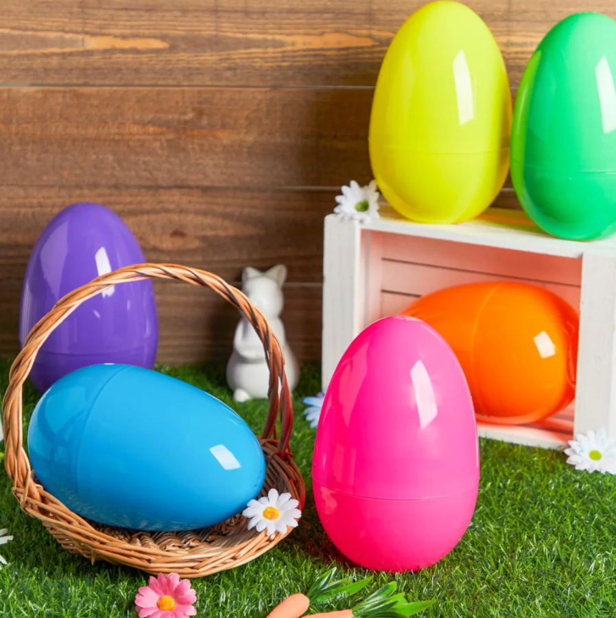 24Pcs Jumbo Plastic Bright Solid Easter Eggs Shells