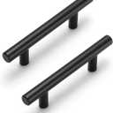 Estmoon 30 Pack Cabinet Handles Matte Black Cabinet Pulls with 3 Inch Hole Center, Stainless Steel Kitchen Cabinet Handles Black Kitchen Handles for Cabinets and Drawers, 76mm Hole Centers