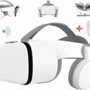 VR Headset Compatible with 4.7-6.3 Inch iPhone and Android, 3D Virtual Reality Glasses with Wireless Headphones, VR Goggles for IMAX Movies & VR Games, Soft & Comfortable (White+White RC)