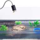 Large Turtle Tank Kit for Aquatic Turtles Complete Starter Habitat with Filter, UVB Lamp, Basking Platform, Plants, Feeding Ring Turtle Aquarium Kit (Black)