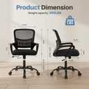 DUMOS Home Office Chair - Ergonomic Mid Back Mesh Desk Chair with Lumbar Support & Rocking Mode, Height Adjustable, Fixed Armrest, for Conference, Computer, 360 Swivel, Adults, Black