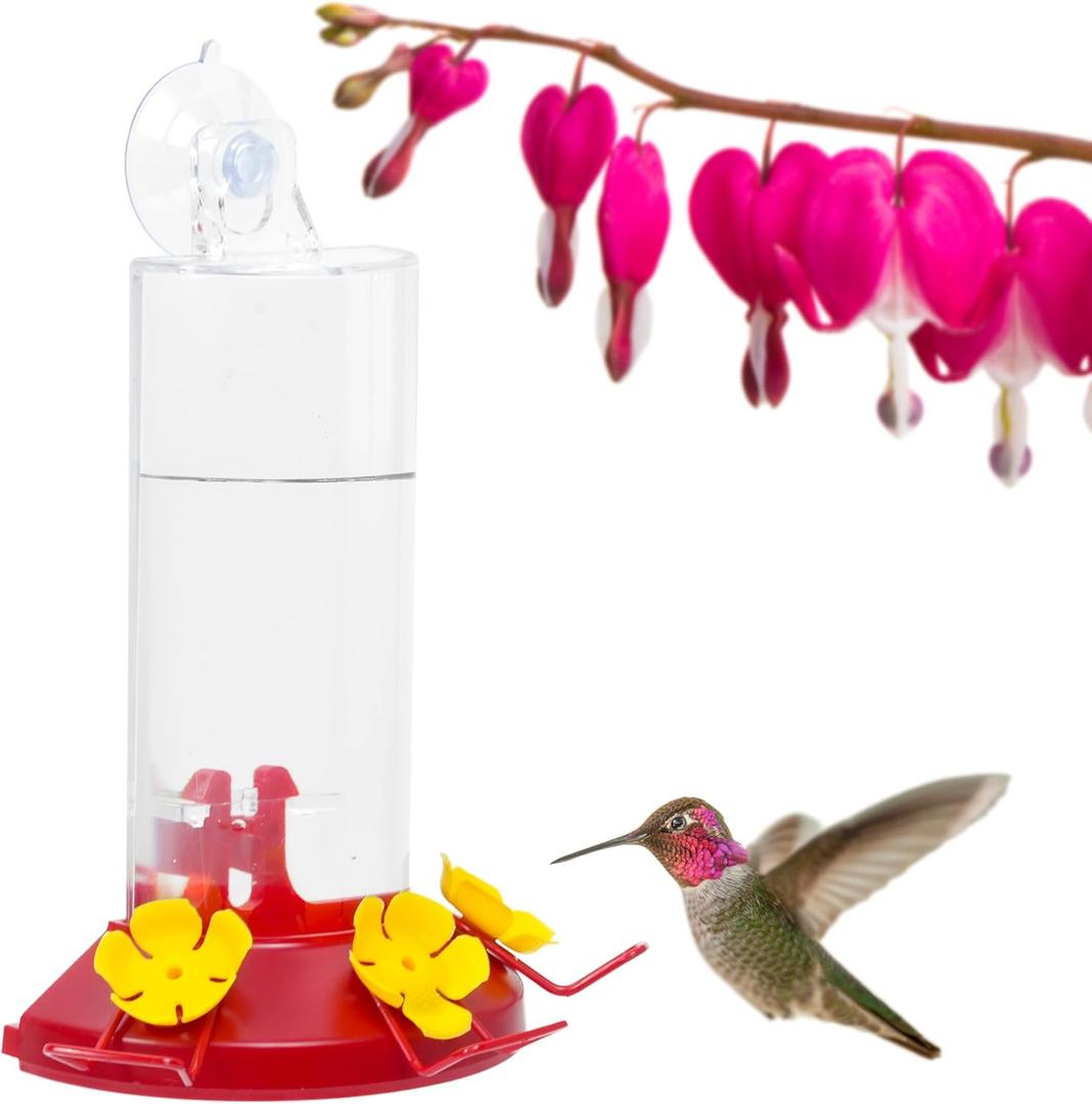 Perky-Pet 217 Window Mount Plastic Hummingbird Feeder with Perches - 8 oz Outdoor Garden Dcor Hummingbird Feeder, iridescent color