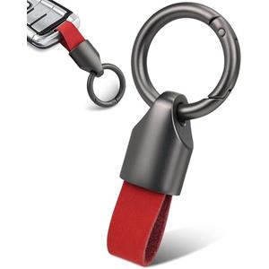 Whtawtaw Car Key Chain Ring Clip, Universal Detachable Leather Car Keychain, Small Key Fob Accessory with Anti-Lost O-Ring Keyrings Zinc Alloy Buckle (Red)