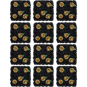 Artificial Flower Wall Backdrop Panels Black Gold 5ftx3.74ft White Rose Halloween Backdrop 3D Floral Wall for Valentine's Day Party Event Photoshoot Background Decorations