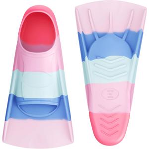 Gintenco Swim Fins, Kids Swim Training Fins for Lap Swimming, Travel Size Flippers with Mesh Bag, Silicone Swimming Fins for Kids Teens Adults Women Men (XS(Jr 13-1.5), CH13)