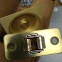 Goldenwarm Brushed Gold Pocket Door Lock with Pull, Square Pocket Door Hardware 2-3/8" Backset, Gold Pocket Door Handles 1 Pack