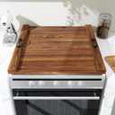 Noodle Board Stove Cover with Handle Wooden Stove Top Cover Board 29.5x22" for Electric Gas Stove Burner, Glass Range Stovetop Cover (Brown)