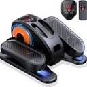 Under Desk Elliptical Machine, Electric Elliptical Leg Exerciser for Seniors Fully Assembled, Quiet & Portable Electric Seated Pedal Exerciser with Remote Control & 12 Adjustable Speed, Black/Orange (Small)