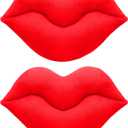 Yookeer 2 Pcs 3D Red Lips Throw Pillows Smooth Soft Velvet Plush Cushion Lips Shaped Pillow for Birthday Anniversary Wedding Living Room Bed Sofa Decoration, 20 x 11 Inches(Red)