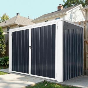 61.6 Cu Ft Capacity Horizontal Outdoor Storage Shed, Waterproof Garbage Can Enclosure with Chain Lid, Perfect for Garden, Backyard, Poolside and Lawn 61.6 Cu Ft Capacity Horizontal Outdoor Storage Shed, Waterproof Garbage Can Enclosure with Chain Lid, Perfect for Garden, Backyard, Poolside and Lawn