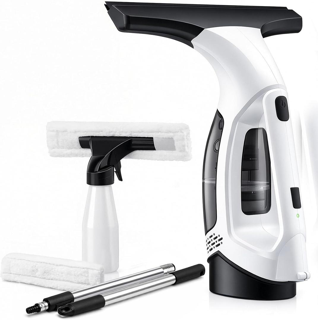 Window Vacuum Squeegee Cordless, Electric Window Cleaner Tool with 2000Pa Suction, 2200mAh Rechargeable Battery, 150mL Detachable Tank, 11-Inch Blade for Windows, Shower Doors, Mirrors