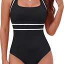 BMJL Tummy Control Bathing Suit for Women Halter One Piece Swimsuit Ribbed Slimming Swim Suits 2026 (L)