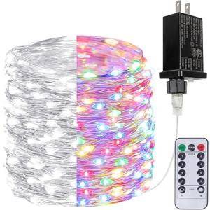 Cool White  Multicolor 66Ft 200LED Christmas Fairy Lights Plug in with Remote, Waterproof String Lights Outdoor Indoor 8 Modes with Timer, Twinkle Lights for Girl's Room Garden Christmas Decorations
