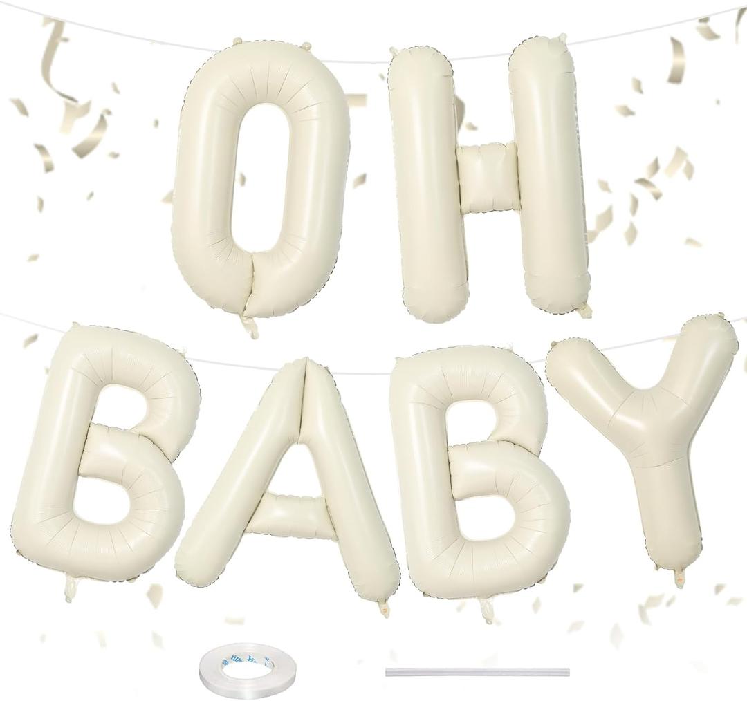40 Inch Beige OH BABY Letter Balloons,Large Cream White Netrual Foil Balloons for Gender Reveal Boho Baby Shower Decorations,Oh Baby Sign for Backdrop Engagement Wedding Birthday Party Decorations 40 Inch Beige OH BABY Letter Balloons,Large Cream White Netrual Foil Balloons for Gender Reveal Boho Baby Shower Decorations,Oh Baby Sign for Backdrop Engagement Wedding Birthday Party Decorations