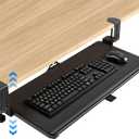 Rfiver Keyboard Tray Under Desk Pull Out with C Clamp Mount, 25.6 (30 Including Clamps) x 13 Inch Slide-Out Platform Computer Drawer Mouse for Typing, Black