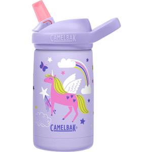 CamelBak Eddy+ Kids Bite Valve Straw Insulated Stainless Steel Water Bottle Magic Unicorns, 12oz