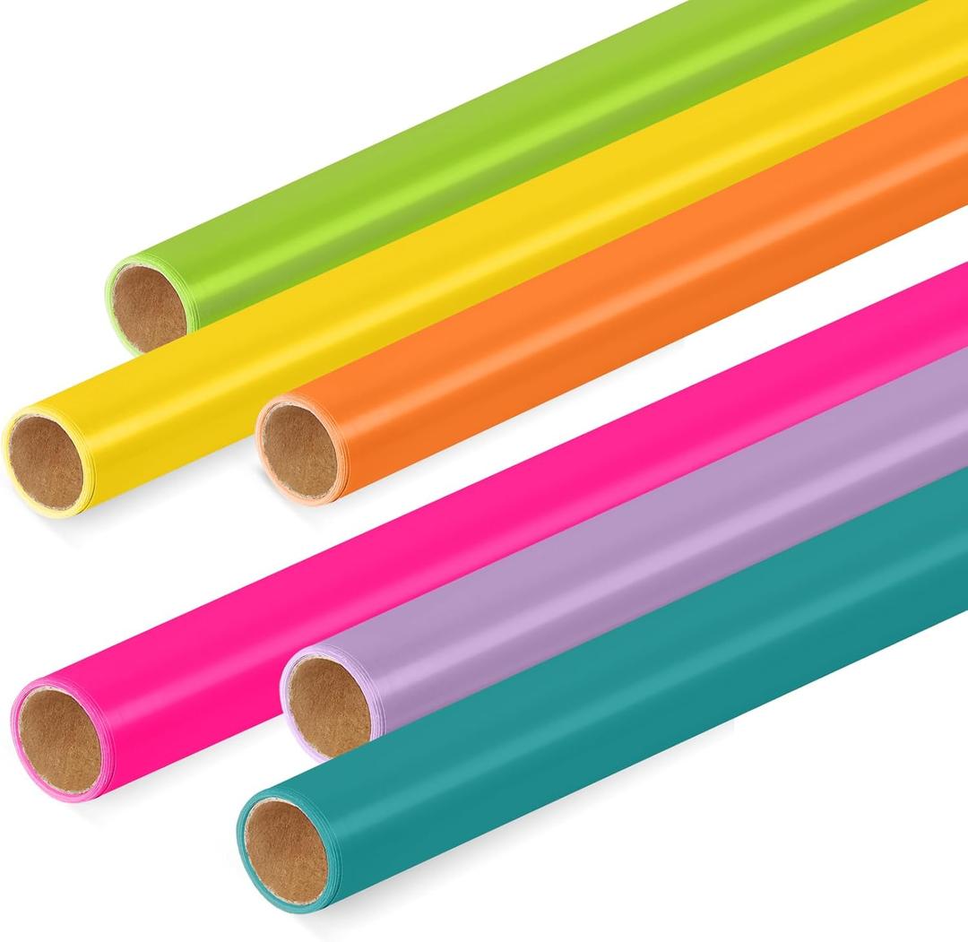 Skyygemm 6 Rolls Bulletin Board Paper Fade Resistant Colored Bulletin Board Paper Roll Bulk for Art Decor Drawing Craft Painting(4 x 12 ft,Neon)