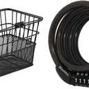 Retrospec Apollo Detachable Front Bike Basket Steel Half-Mesh & Master Lock Bike Lock Cable, Combination Bicycle Lock, Cable Lock for Outdoor Equipment, 8143D