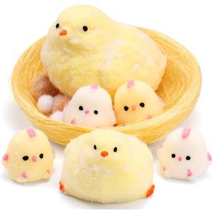 6Pcs Taba Handmade Squishy Chick Toys Stress Relief Squeeze Toy. Cute Sensory Toys. Handmade Soft Silicone StickyToys. Bouncy Stress and Relaxation Toys. Stretchable Springy Toys