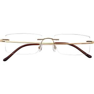 Titanium Frameless Reading Glasses for Men Women, Blue Light Blocking Readers 1.0 1.5 2.0 2.5 3.0 3.5 (Gold)