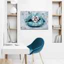 OuElegent Lip Canvas Wall Art Woman Fashion Diamond Painting Picture Teal Lips Artwork for Makeup Room Living Room Bedroom Wall Decor Giclee Prints Gallery Wrapped Ready to Hang 24x36 Inch