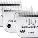 3 Pack 10 Blade Dog Grooming Blades Compatible with Andis Clippers/Oster A5/Wahl KM,Detachable Stainless Steel Blade,Size-10, 1/16-Inch Cut Length