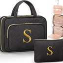 Personalized Gifts for Women, Initial Toiletry Bag Hanging Travel Organizer & Makeup Cosmetic Bag with Embroidery Letter Teacher Appreciation Gift Birthday Valentines Gifts for Mom Wife Friend Sister