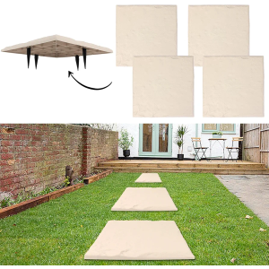 4Pcs Large Stepping Stones Outdoor Garden Walkway, Durable Plastic Pavers for Patio, Pathway, and Landscaping, Weatherproof Stepping Stones with Ground Stakes for Easy Installation